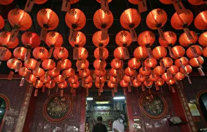 Chinese lanterns hang on a temple ceiling in Jakarta Chinese lanterns hang on a temple ceiling in Jakarta