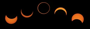 Combination picture shows the phases of an annular solar eclipse as seen from Segovia Combination picture shows the phases of an annular solar eclipse as seen from Segovia