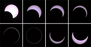 Images Dated 1st September 2016: A combination of pictures shows the beginning to the end of an annular solar eclipse seen