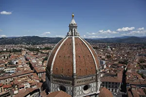 The dome of the Basilica di Santa Maria del Fiore is seen from Giottos bell tower in The dome of the Basilica di Santa Maria del Fiore is seen from Giottos bell tower in