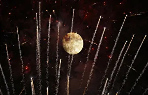 Fireworks shoot past moon as ceremony presided by Pope Benedict XVI came to an end Fireworks shoot past moon as ceremony presided by Pope Benedict XVI came to an end