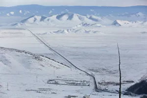 A general view shows the R257 federal highway in the Republic of Tuva A general view shows the R257 federal highway in the Republic of Tuva