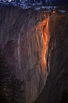 Horsetail Fall in Yosemite National Park in California is pictured from a position along Horsetail Fall in Yosemite National Park in California is pictured from a position along