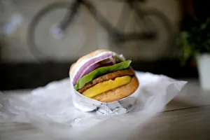 Illustration photo of a Veganburg vegan hamburger Illustration photo of a Veganburg vegan hamburger