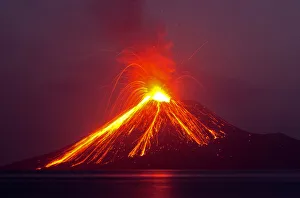 Lava streams down from Anak Krakatau (Child of Krakatoa) volcano during an eruption Lava streams down from Anak Krakatau (Child of Krakatoa) volcano during an eruption