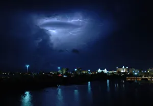 Lightning streaks across Cancuns night sky during a thunderstorm Lightning streaks across Cancuns night sky during a thunderstorm