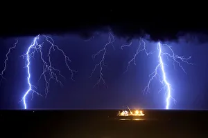 Lightning strikes over the Mediterranean sea during a rainstorm near the city of Ashkelon Lightning strikes over the Mediterranean sea during a rainstorm near the city of Ashkelon