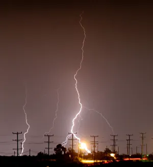 Lightning strikes across the skies of Twentynine Palms in California during monsoon Lightning strikes across the skies of Twentynine Palms in California during monsoon
