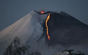 The Llaima volcano spews lava in Cherquenco town The Llaima volcano spews lava in Cherquenco town