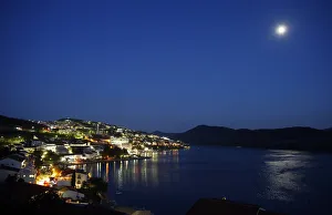 The moon is reflected in the sea in the town of Neum The moon is reflected in the sea in the town of Neum