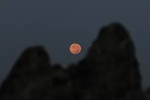 The moon is seen during the September or autumnal equinox at the Kokino megalithic The moon is seen during the September or autumnal equinox at the Kokino megalithic