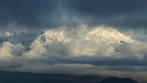 Mount St. Helens is shrouded in clouds at sunset Mount St. Helens is shrouded in clouds at sunset