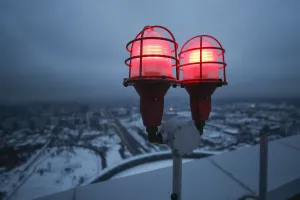 Signal lights on a Moscow residential compound roof, Print