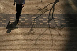 An office worker walks beside a tree in Hong Kong An office worker walks beside a tree in Hong Kong
