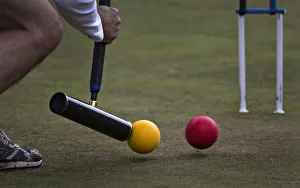 A player takes a stroke during the fifth annual Pacific Cup croquet tournament in A player takes a stroke during the fifth annual Pacific Cup croquet tournament in