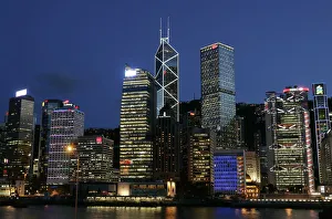 Queens Pier is lit up in front of skyline in Hong Kongs central financial district Queens Pier is lit up in front of skyline in Hong Kongs central financial district