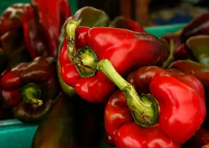 Images Dated 6th February 2018: Red peppers are displayed on a vendors stand at the Farmers Market in Ta Qali