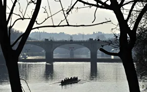 Rowers train on the River Thames early in the morning at Richmond Lock in west London Rowers train on the River Thames early in the morning at Richmond Lock in west London