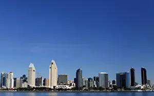 The San Diego skyline is seen from a beach in Coronado, California The San Diego skyline is seen from a beach in Coronado, California