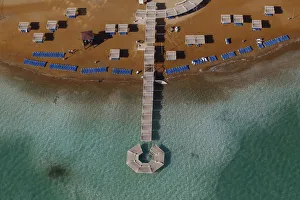 A section of a public beach is seen in this aerial view of the Dead Sea A section of a public beach is seen in this aerial view of the Dead Sea