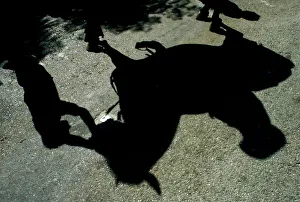 Shadow of a rider on his horse is reflected on a street during Saint John festival in Ciutadella Shadow of a rider on his horse is reflected on a street during Saint John festival in Ciutadella