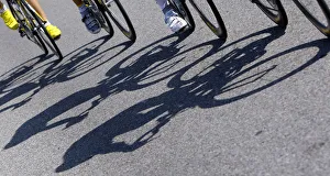 The shadows of riders are cast on the road during the third stage of the 96th Tour The shadows of riders are cast on the road during the third stage of the 96th Tour