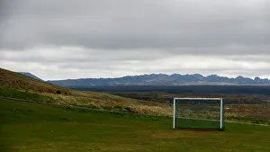 A soccer goal is pictured in Hafnarfjordur A soccer goal is pictured in Hafnarfjordur