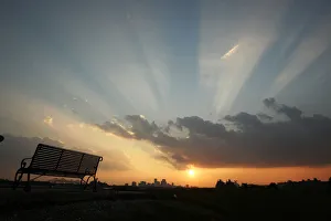 The sun sets over one of the levees in New Orleans The sun sets over one of the levees in New Orleans