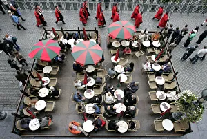 Tourists sit on a terrace during the annual Belgian beer weekend at the Grand?Place Tourists sit on a terrace during the annual Belgian beer weekend at the Grand?Place