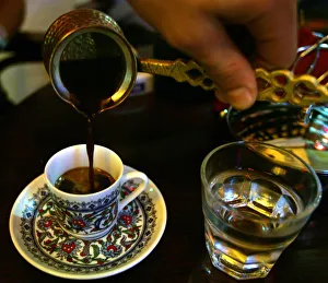 Traditional Turkish coffee is served at a coffee house in Istanbul Traditional Turkish coffee is served at a coffee house in Istanbul