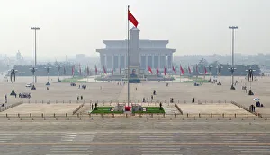VIEW OF DESERTED TIANANMEN SQUARE SEEN FROM TIANANMEN GATE IN BEIJING VIEW OF DESERTED TIANANMEN SQUARE SEEN FROM TIANANMEN GATE IN BEIJING