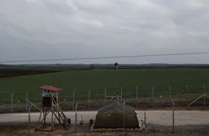 A wire fence is seen near to the village of Bacsszentgyorgy A wire fence is seen near to the village of Bacsszentgyorgy