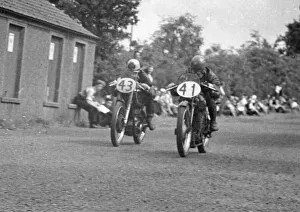 Charlie Salt (Velocette) and Reg Armstrong (AJS) 1949 Junior Ulster Grand Prix Charlie Salt (Velocette) and Reg Armstrong (AJS) 1949 Junior Ulster Grand Prix