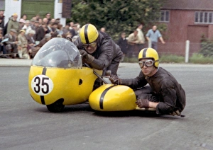 Bill Copson & Harvey Sunderland (BSA) leaves Parliament Square: 1965 Sidecar TT Bill Copson & Harvey Sunderland (BSA) leaves Parliament Square: 1965 Sidecar TT