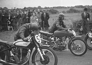 Harold Daniell (Norton) and Bob Foster (Guzzi) 1949 Senior Ulster Grand Prix Harold Daniell (Norton) and Bob Foster (Guzzi) 1949 Senior Ulster Grand Prix