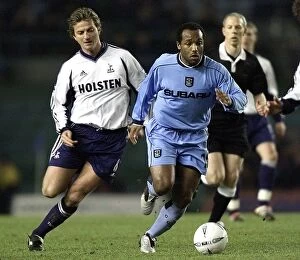 Images Dated 16th January 2002: Coventry City vs. Tottenham Hotspur: Julian Joachim Escapes Tim Sherwood in FA Cup Third Round Clash