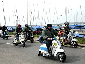Group of Mods on their Scooters at Mudeford 2008 Group of Mods on their Scooters at Mudeford 2008