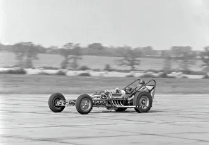 Sydney Allard driving unfrocked Allard Dragster at North Weald Sydney Allard driving unfrocked Allard Dragster at North Weald
