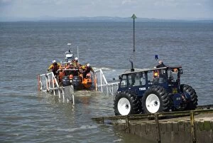 Spring Collection: RNLI B-class Atlantic 85 rigid inflatable lifeboat, returning into launch ramp after training