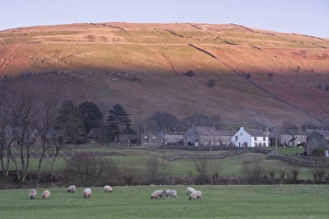 River Landscape Photography UK Prints: View of evening light on hill summit