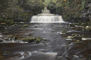 North Yorkshire Waterfalls Prints: View of waterfall and limestone rocks