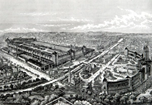19th cent. view of Paris 1878 Exhibition, view of the Trocadero, Champ de Mers 19th cent. view of Paris 1878 Exhibition, view of the Trocadero, Champ de Mers