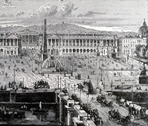 19th cent. view of Paris 1878 Place de la Concorde France 19th cent. view of Paris 1878 Place de la Concorde France