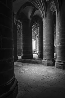 Abbey interior, Mont Saint-Michel monastery, Normandy, France Abbey interior, Mont Saint-Michel monastery, Normandy, France