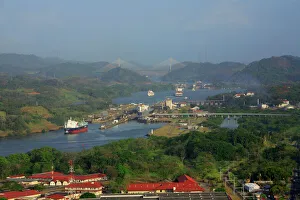 aerial image of Mira Flores and Pedro Miguel locks of the Panama Canal, close to Panama City aerial image of Mira Flores and Pedro Miguel locks of the Panama Canal, close to Panama City