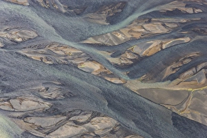 Aerial view of Hosa river coloured by glacial melt, SW Iceland Aerial view of Hosa river coloured by glacial melt, SW Iceland