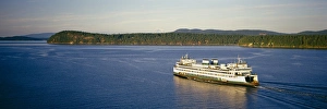 Aerial of the Washington State Ferry Hyak in the San Juan Islands, Washington Aerial of the Washington State Ferry Hyak in the San Juan Islands, Washington