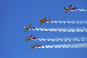 Aerobatic display by North American Harvards, or T-6 Texans, or SNJs Aerobatic display by North American Harvards, or T-6 Texans, or SNJs