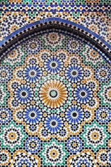Africa, Morocco, Fes. A detail of a mosaic tiled fountain Africa, Morocco, Fes. A detail of a mosaic tiled fountain