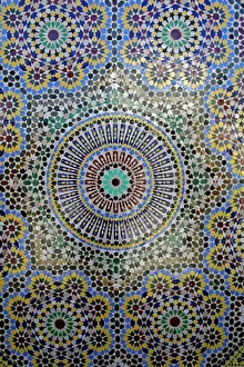 Africa, Morocco, Fes. Mosaic wall for fountain Africa, Morocco, Fes. Mosaic wall for fountain